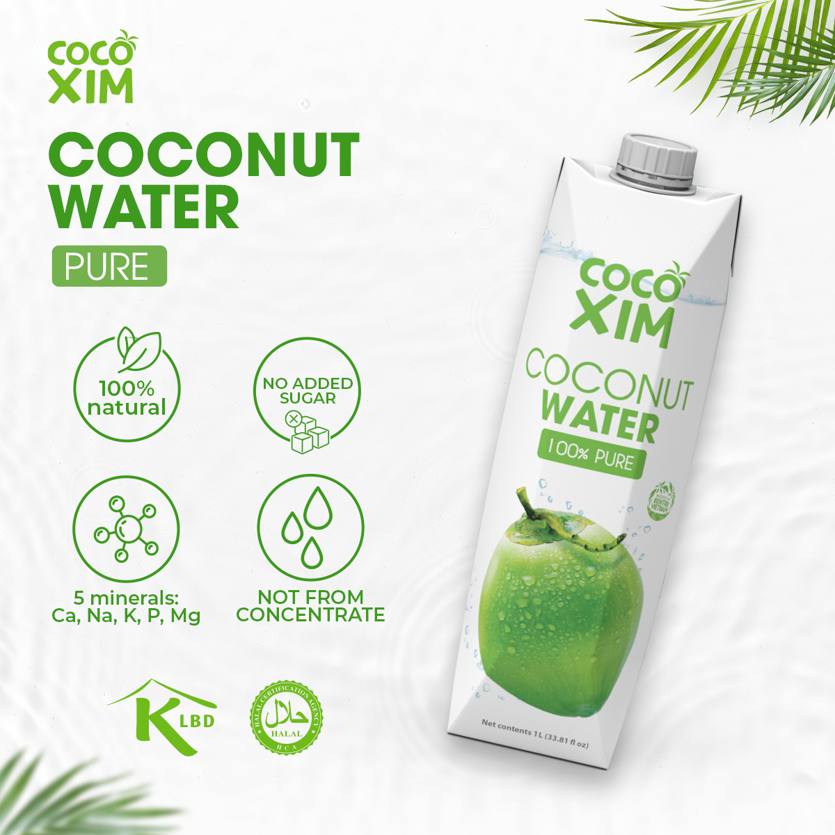 Cocoxim Água De Coco 100% Pure 1L