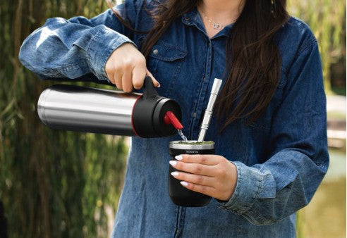 Tramontinaマテ茶器 (マテカップ) イレックス 黒 ステンレス製 マテ茶 専用カップ