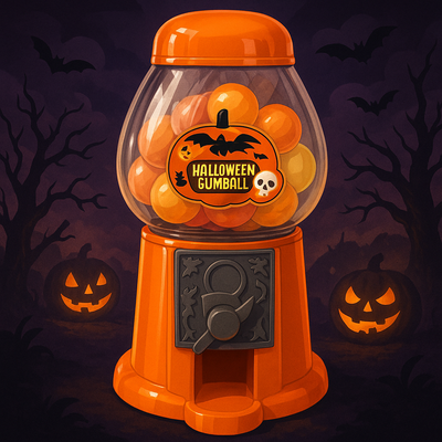 ハロウィン背景のガムボールマシン