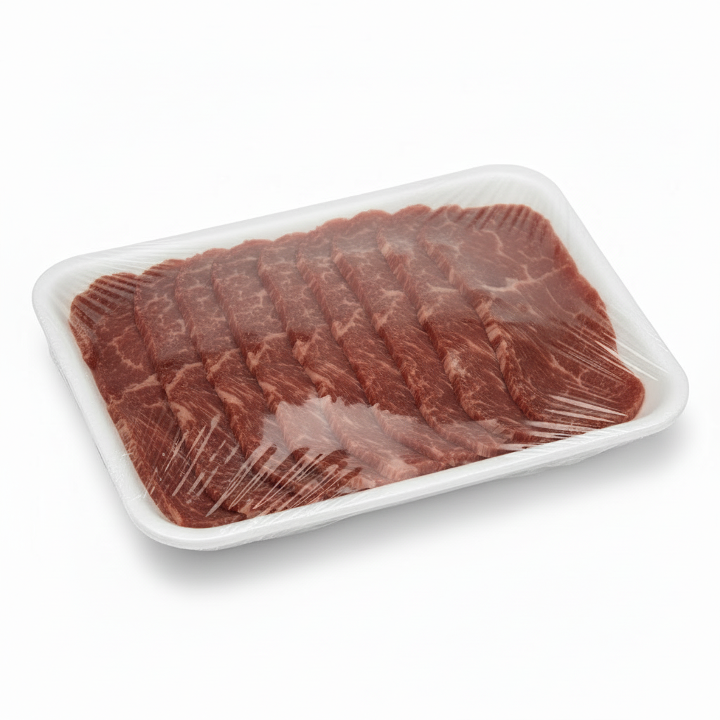 色を暗くした牛肉トレイ