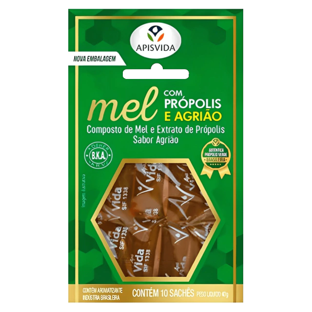 【Apisvida】Suplemento em bastão com mel natural, própolis e extrato de agrião, 40g