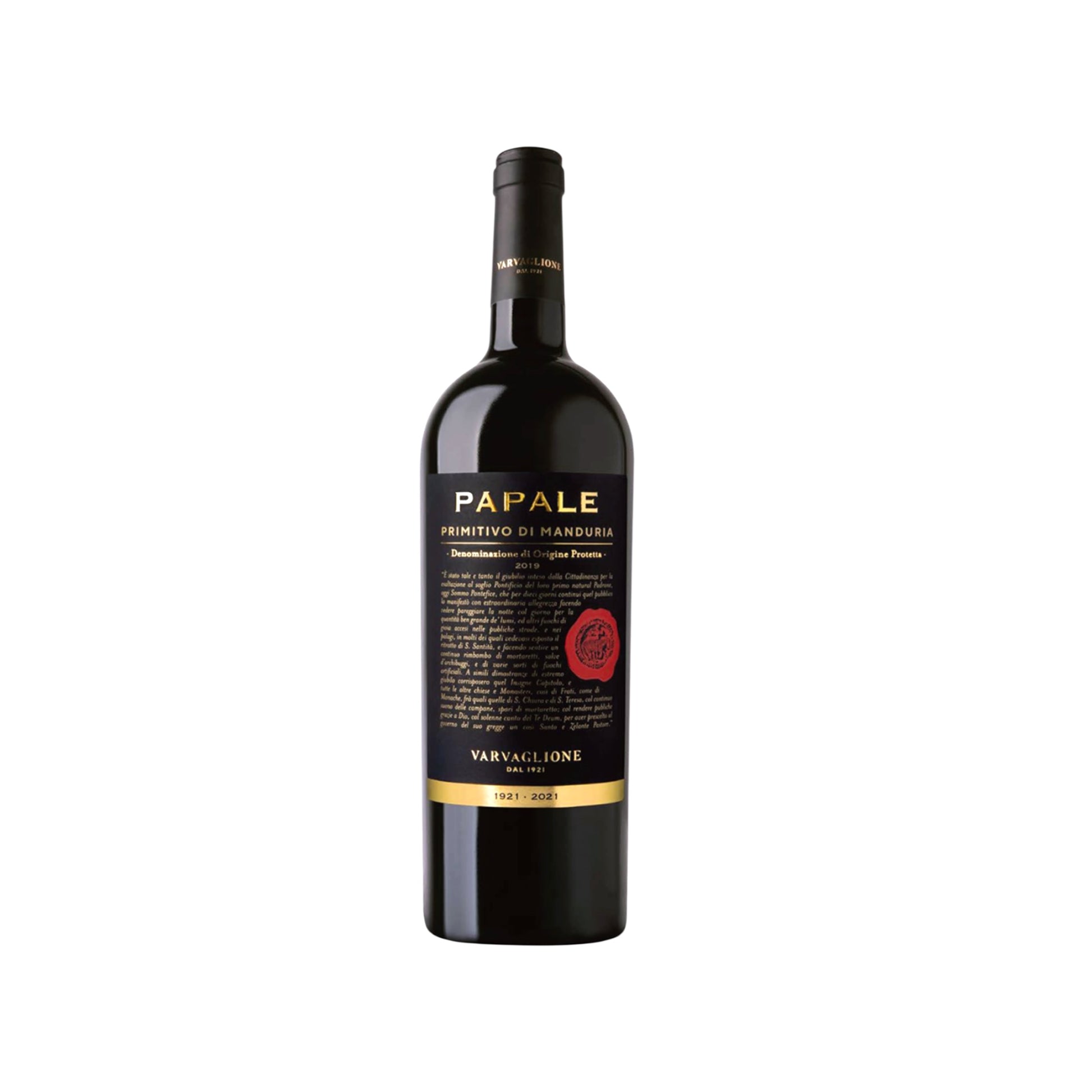 Vinho Tinto Italiano PAPALE Primitivo di Manduria Varvaglione garrafa 750ml