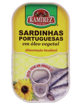 Sardinhas enlatadas Ramirez em óleo de girassol 125g