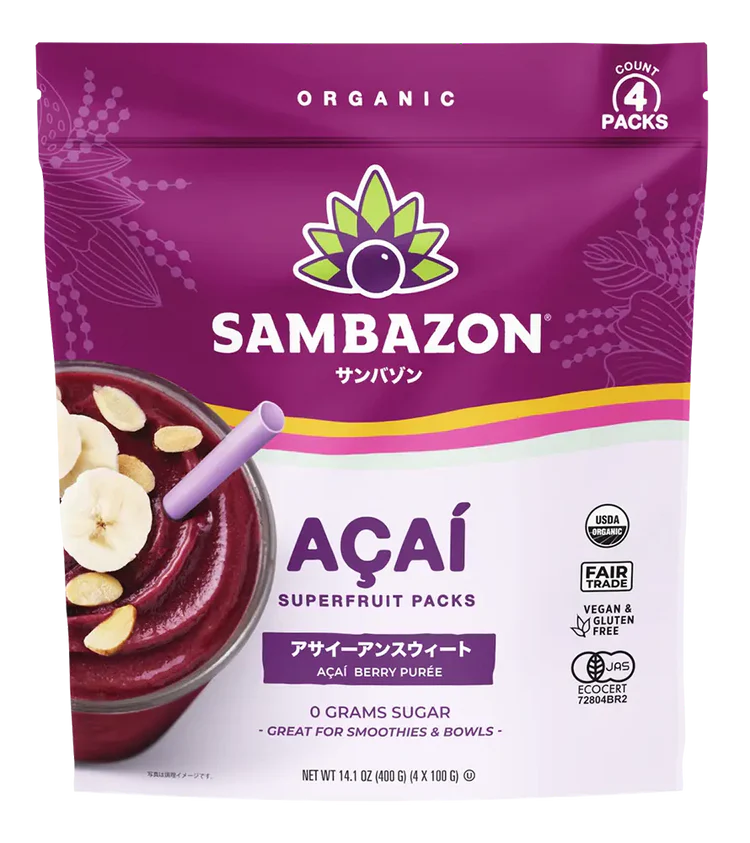 Sambazon Açaí Super Fruit (sem açúcar) 400g (100g x 4 sacos) [Congelado]