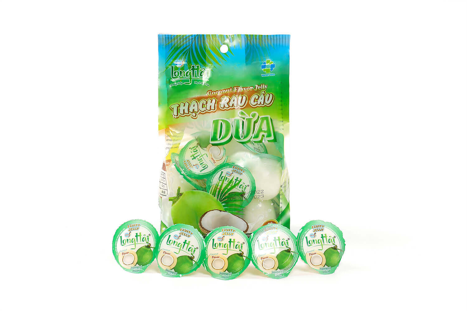 Long Hai Coconut Jelly with Nata de Coco ロン・ハイ 蒟蒻ゼリーココナッツフレーバー(ナタデココ入り) 16個