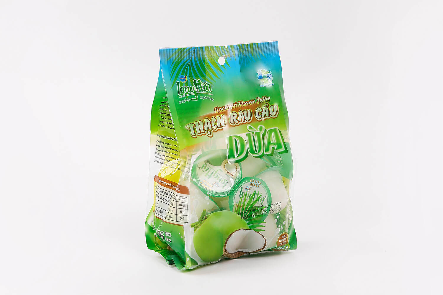 Long Hai Coconut Jelly with Nata de Coco ロン・ハイ 蒟蒻ゼリーココナッツフレーバー(ナタデココ入り) 16個