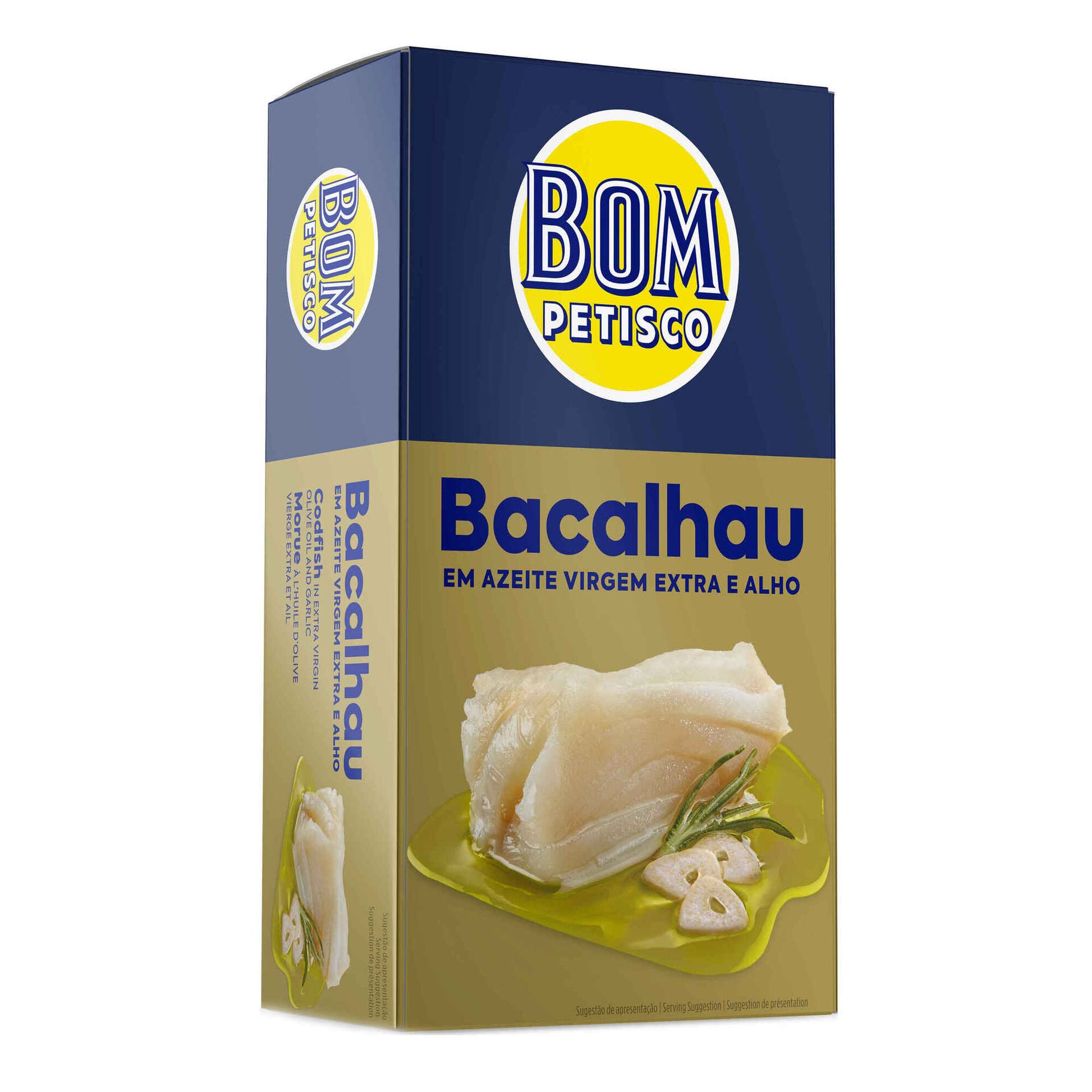 Bacalhau marinado em azeite extra virgem e alho. Bom Petisco80g