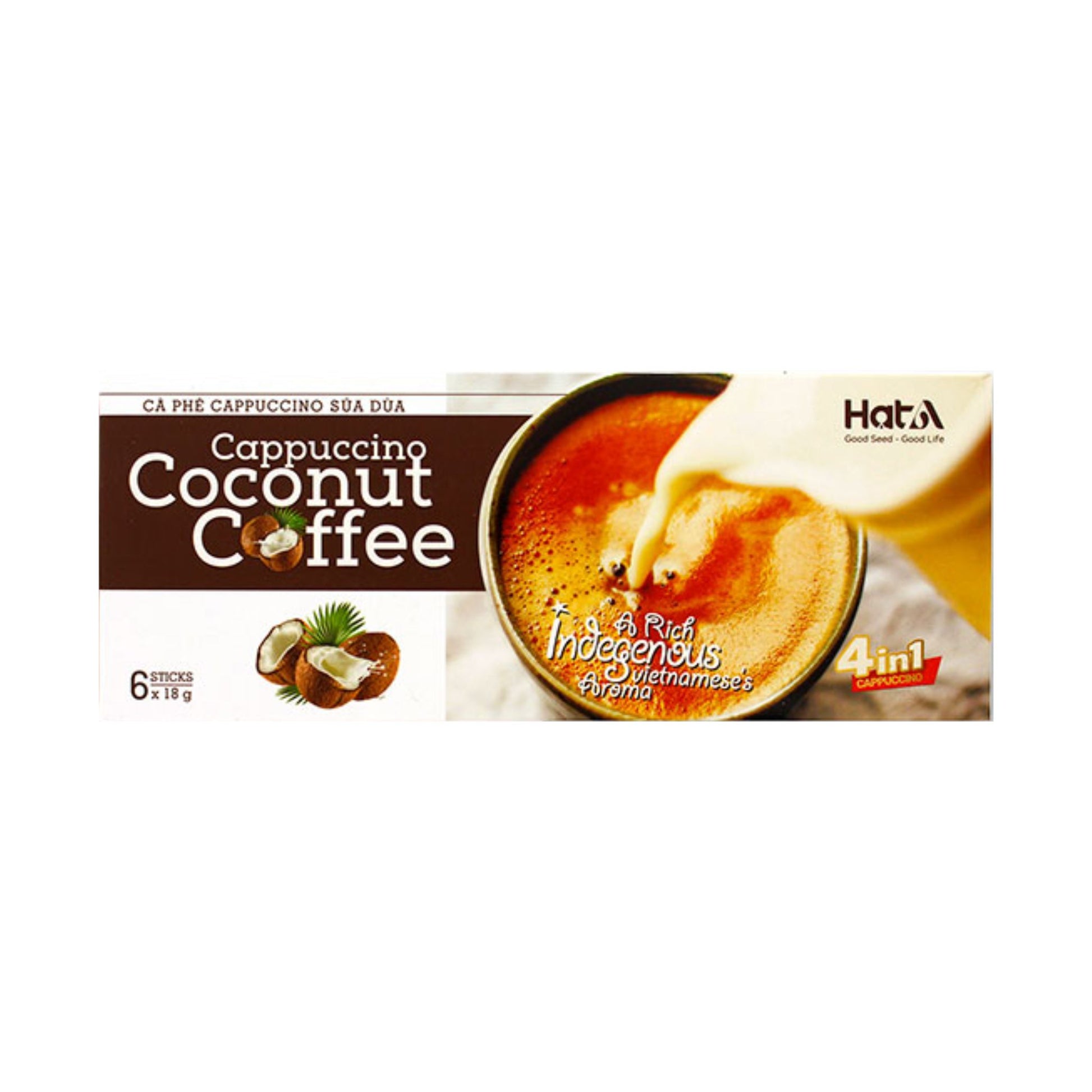 HATA カプチーノ ココナッツコーヒー 108g (18g×6本)
