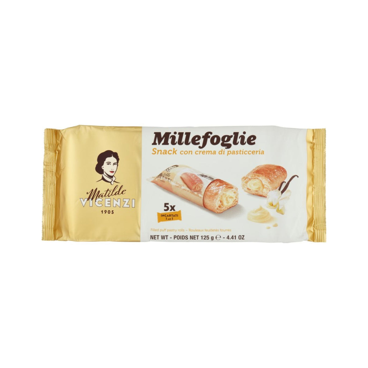 MATILDE VICENZI ミッレフォリエ スナック (カスタードクリーム / Crema di Pasticceria) 125g