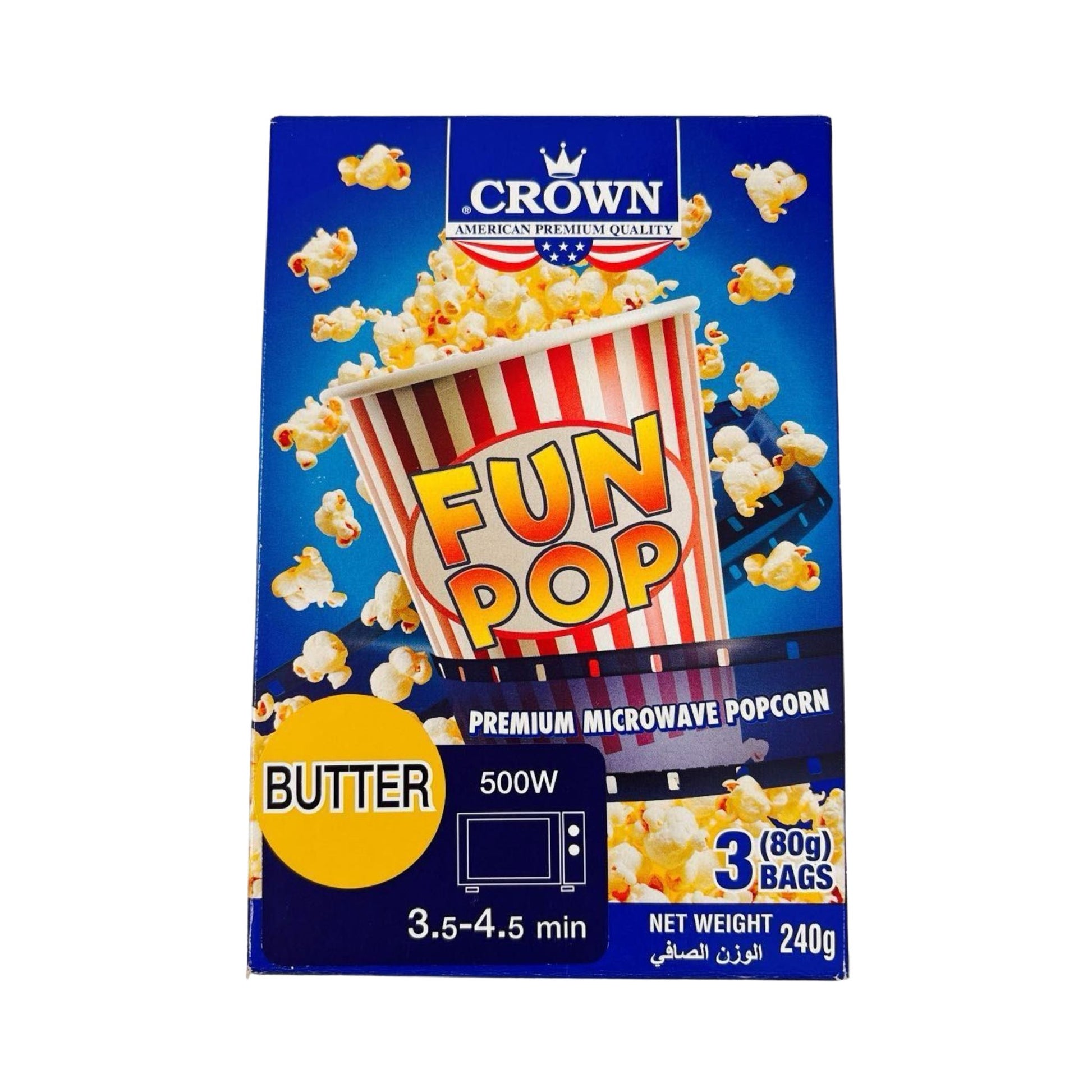 CROWN ファンポップ マイクロウェーブ ポップコーン (バター味 / 電子レンジ用) 240g
