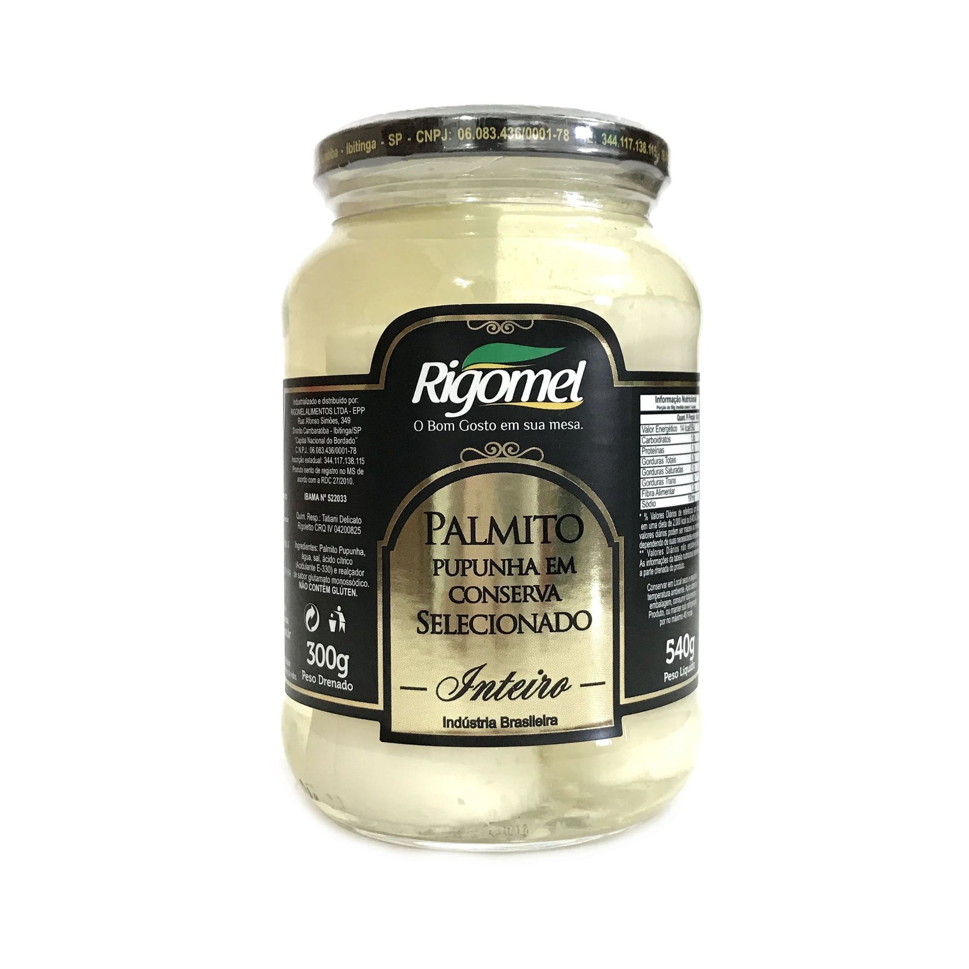 RIGOMEL Palmito Pupunha em Conserva Selecionado Inteiro 540g