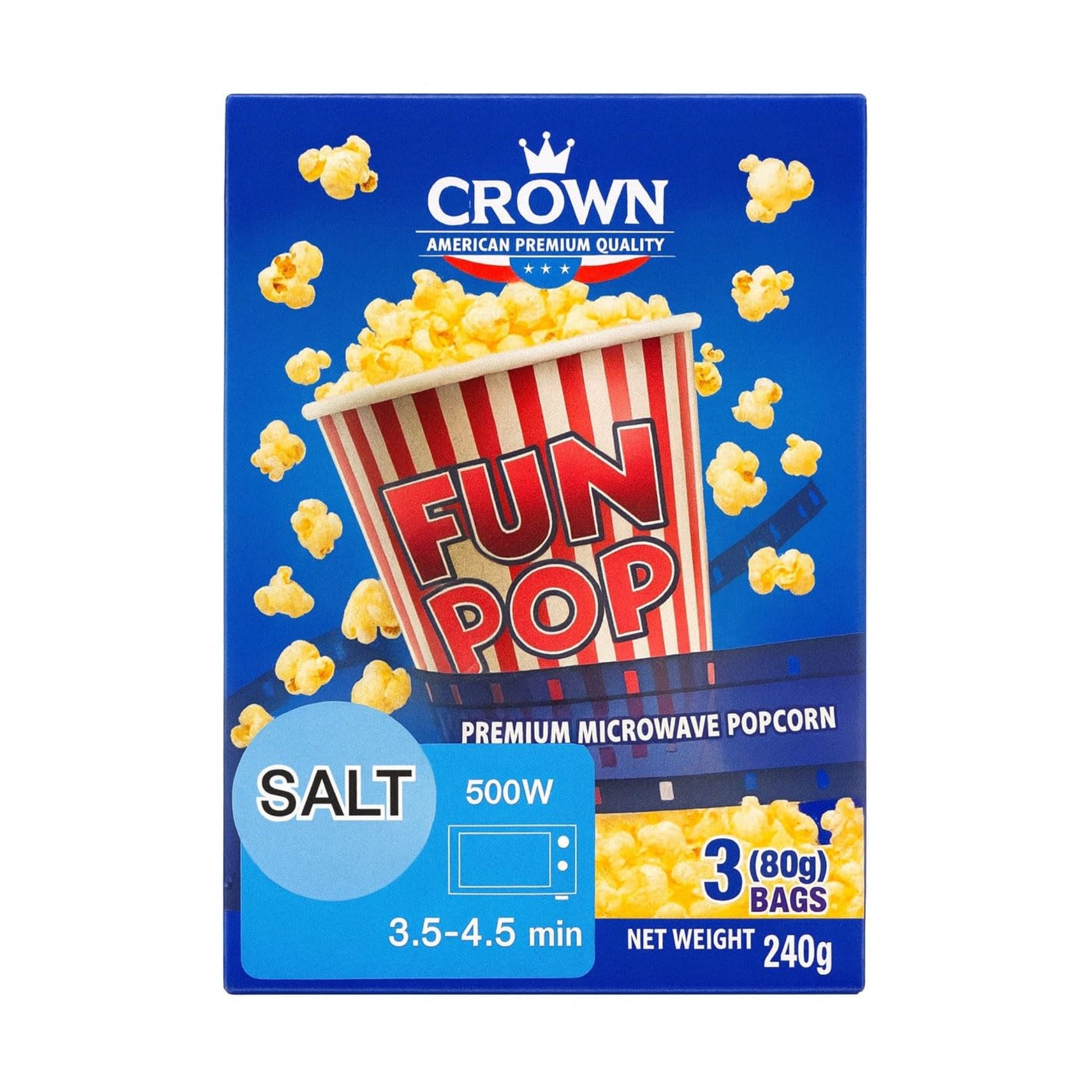 CROWN ファンポップ マイクロウェーブ ポップコーン (ソルト味 / 電子レンジ用) 240g
