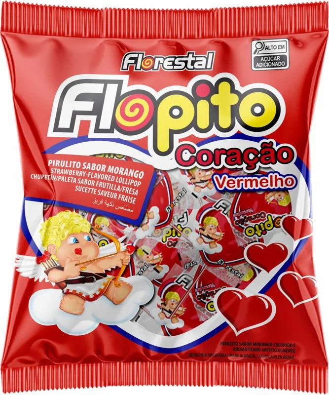 【Florestal】フロピート ハート型ロリポップキャンディ ストロベリー味 50g