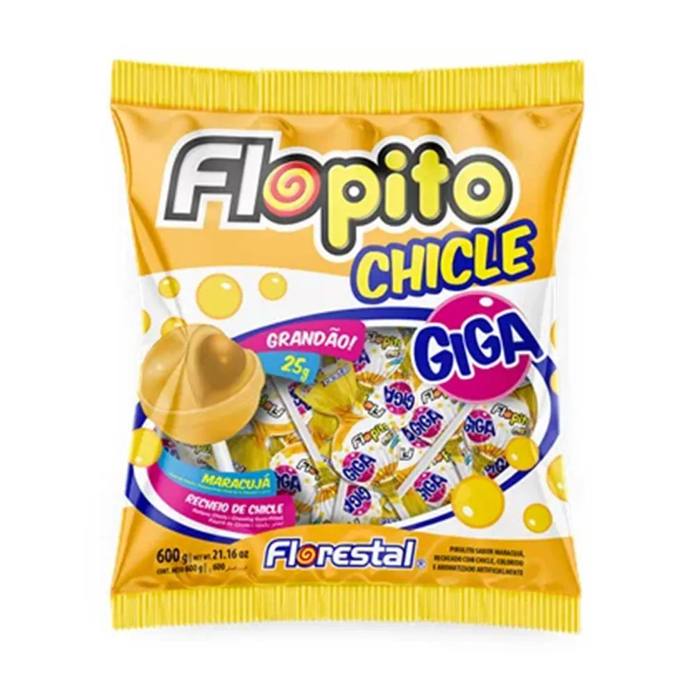 【Florestal】フロピート ギガ ガム入り特大ロリポップキャンディ パッションフルーツ味 600g（大容量）