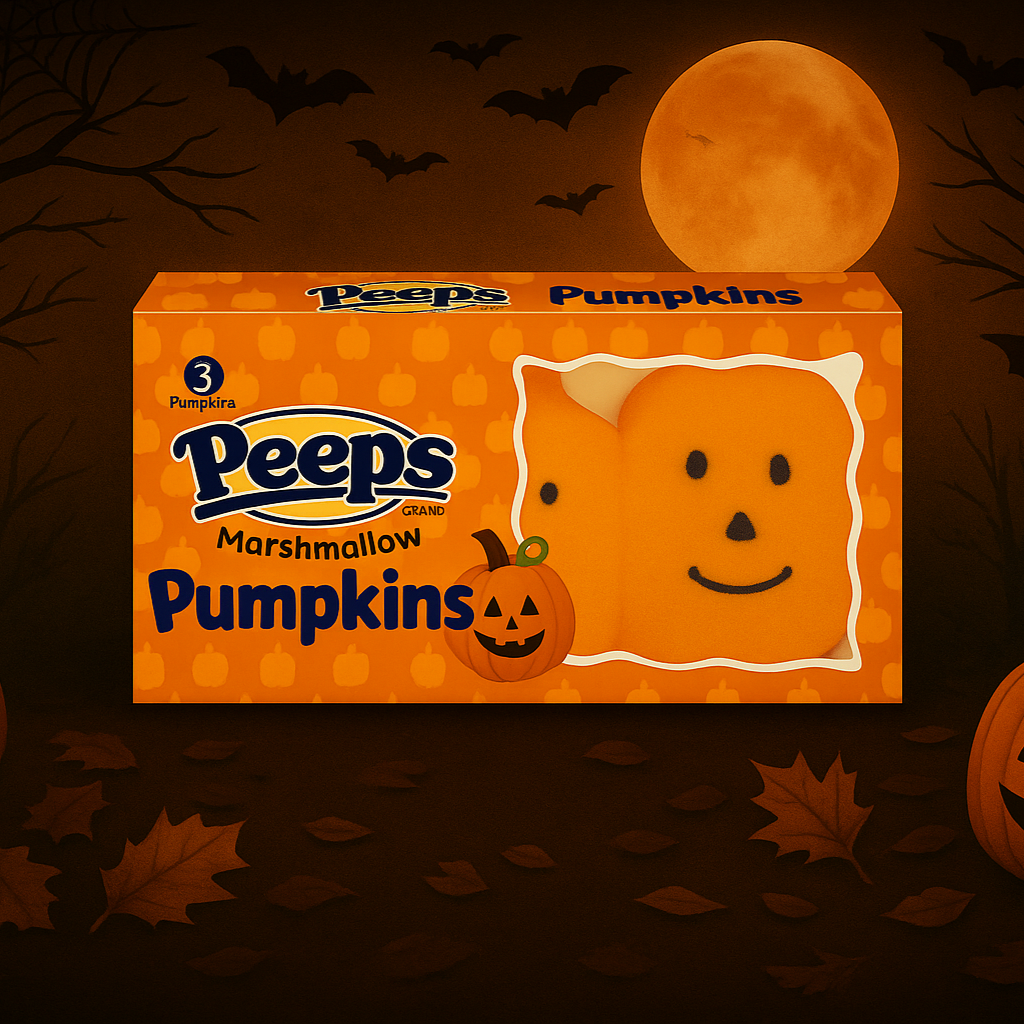 小さくしたPeeps商品とハロウィン背景