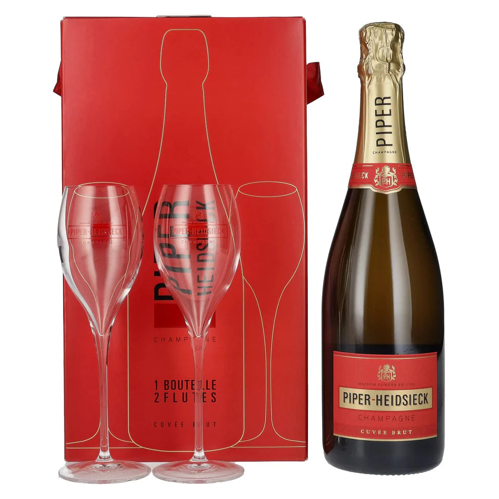 Piper-Heidsieck Brut 750ml com 2 taças, Gift Box