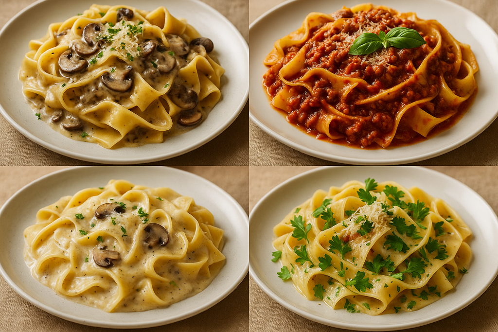 Pratos gourmet com pappardelle