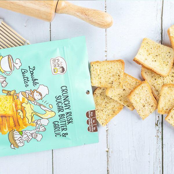 PUN BUN CRUNCY クランチ―ラスク シュガーバター&ガーリック味 60g