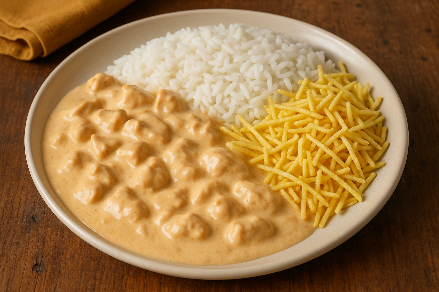 Strogonoff cremoso com creme de leite