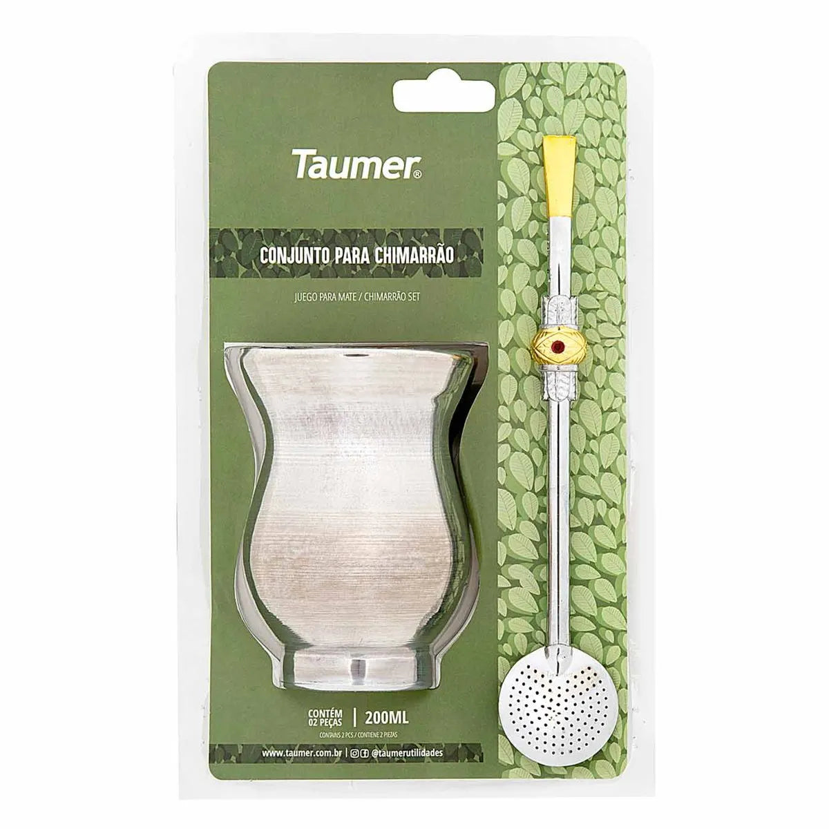 Taumer（タウメル）マテ茶カップ ＆ 専用ストロー セット （容量 200ml / ストロー 21cm