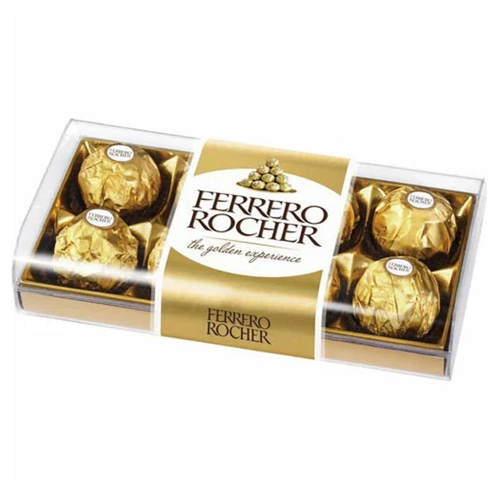 FERRERO ROCHER Bombons de Chocolate e Avelã 100g 8 Unidades (Refrigerado)
