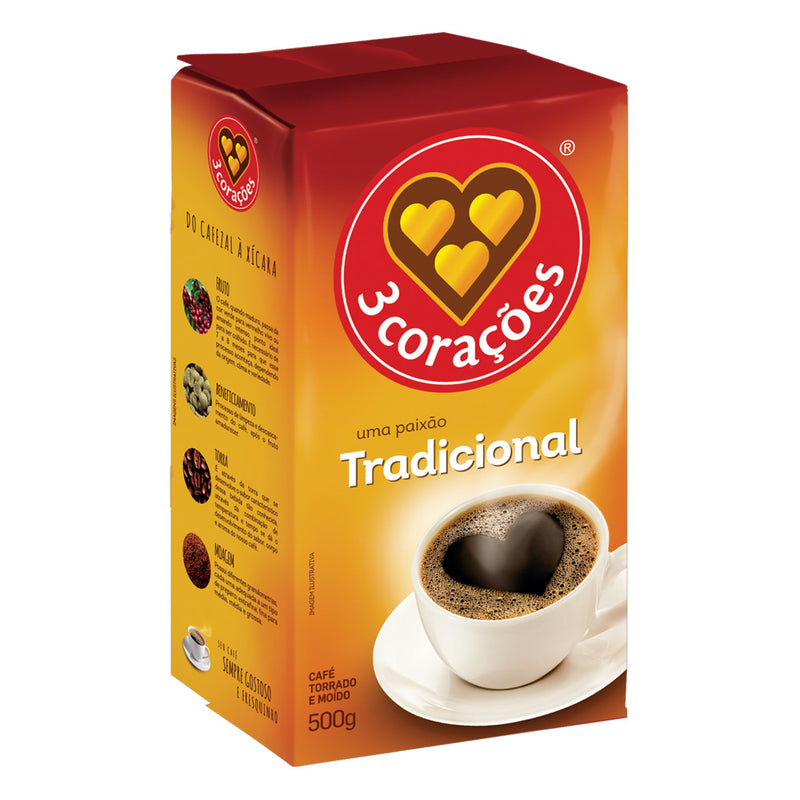 Café 3 Corações Tradicional Vácuo 500g  トレスコラソンス コーヒー トラディショナル